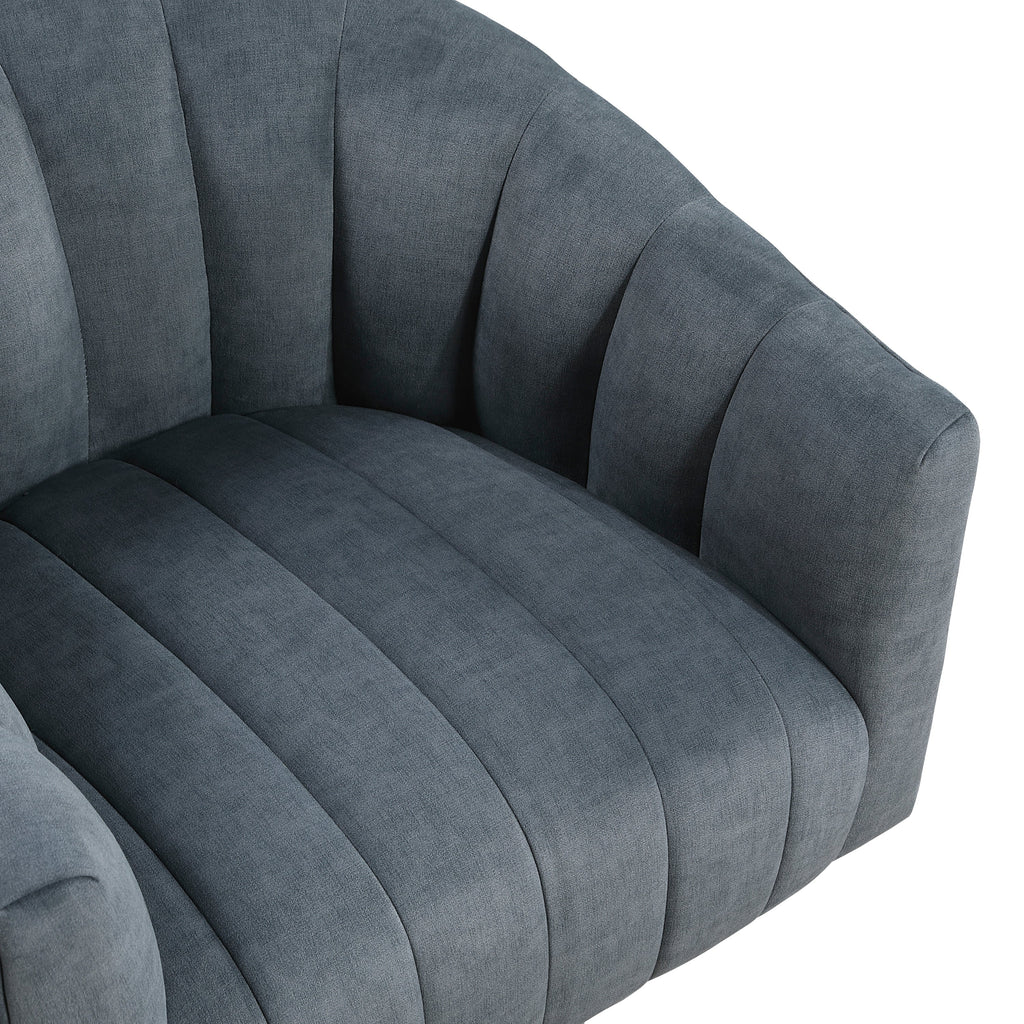 Dark Gray Velvet Swivel Barrel Chair – Luxury Modern 360° Accent Chair