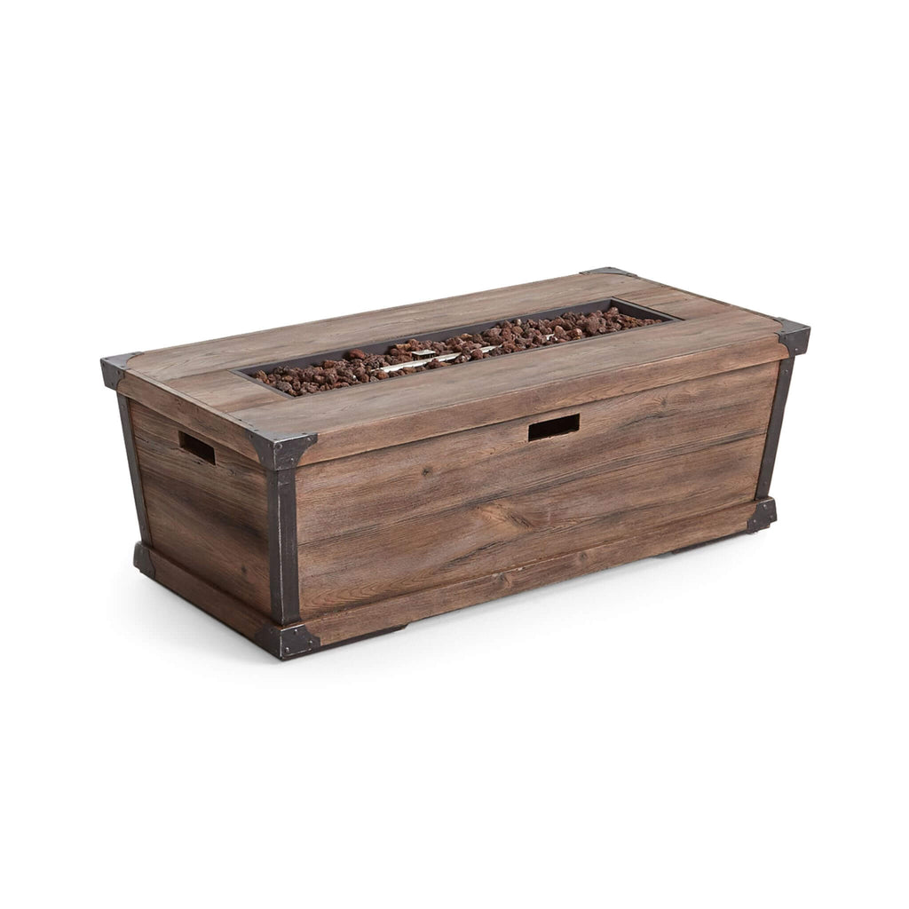 56" Rectangular Wood-Grain Propane Fire Pit – 50,000 BTU
