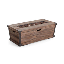 Load image into Gallery viewer, 56" Rectangular Wood-Grain Propane Fire Pit – 50,000 BTU