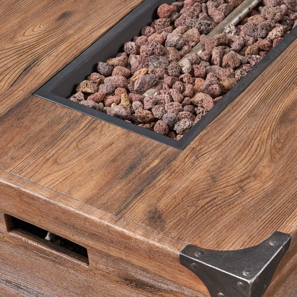 56" Rectangular Wood-Grain Propane Fire Pit – 50,000 BTU