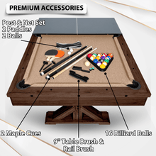 Load image into Gallery viewer, Espresso 7Ft 3 in 1 Multi Game Pool Table with Dining and Table Tennis Tops - RB4050A