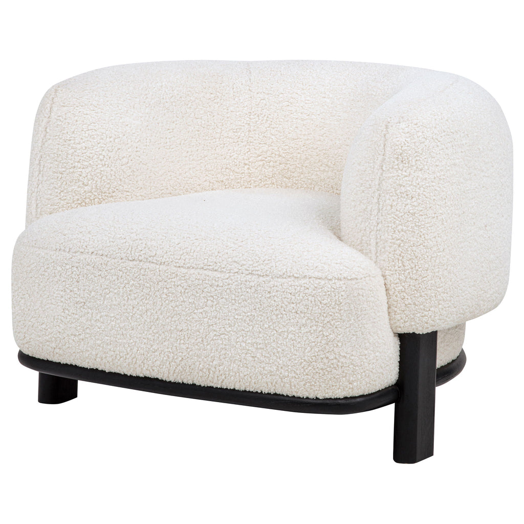 Lawler Bouclé Barrel Back Accent Chair – Ivory & Black