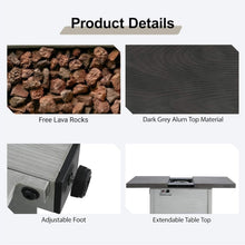 Load image into Gallery viewer, 59” 50K BTU Propane Fire Pit Table with Extendable Top