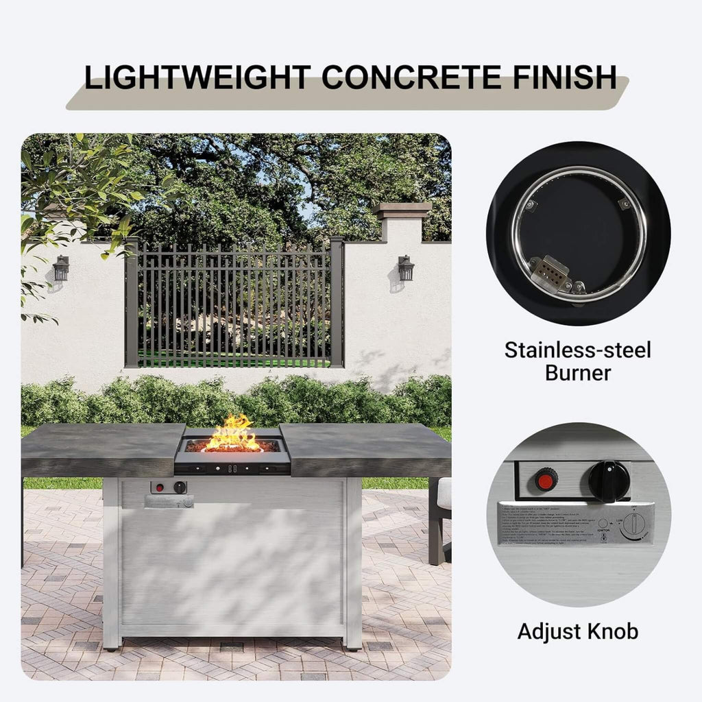 59” 50K BTU Propane Fire Pit Table with Extendable Top