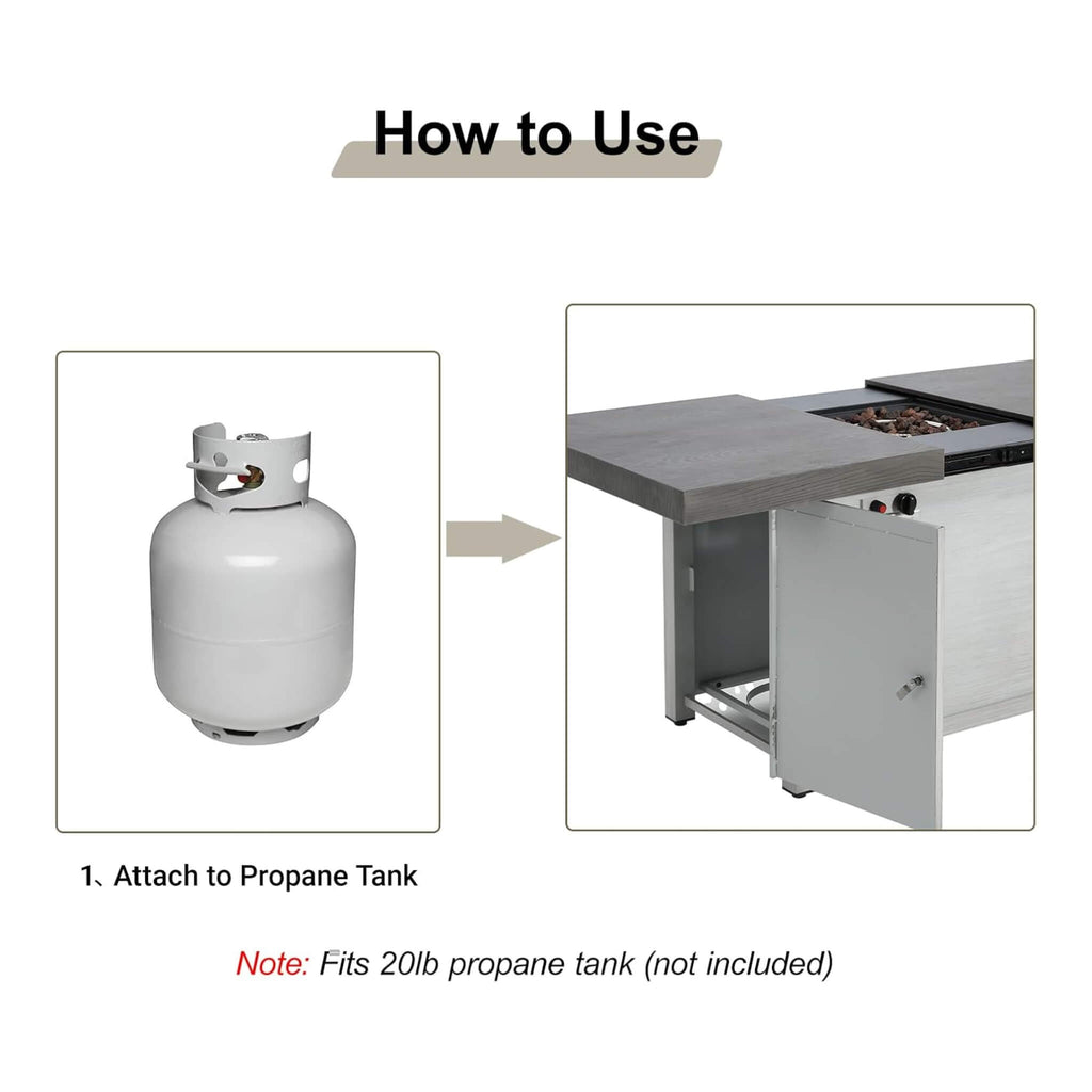 59” 50K BTU Propane Fire Pit Table with Extendable Top