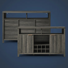 Load image into Gallery viewer, Bar Cabinet with Wine Rack, Wine Bar Buffet Cabinet with Storage, Liquor Bar Buffet Sideboard, Midnight Oak