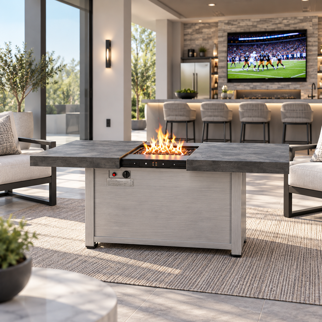 59” 50K BTU Propane Fire Pit Table with Extendable Top