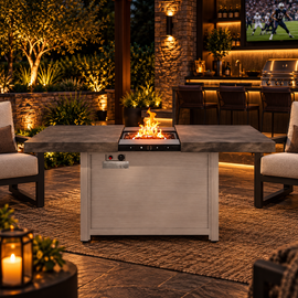 59” 50K BTU Propane Fire Pit Table with Extendable Top