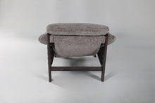 Load image into Gallery viewer, Chair &amp; Ottoman – Taye with Tiger Maple Arms