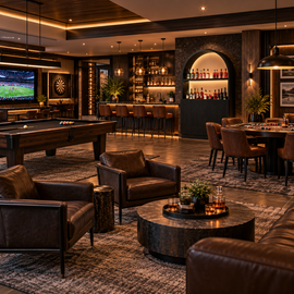 60-Inch Solid Wood Back Bar with LED Lighting