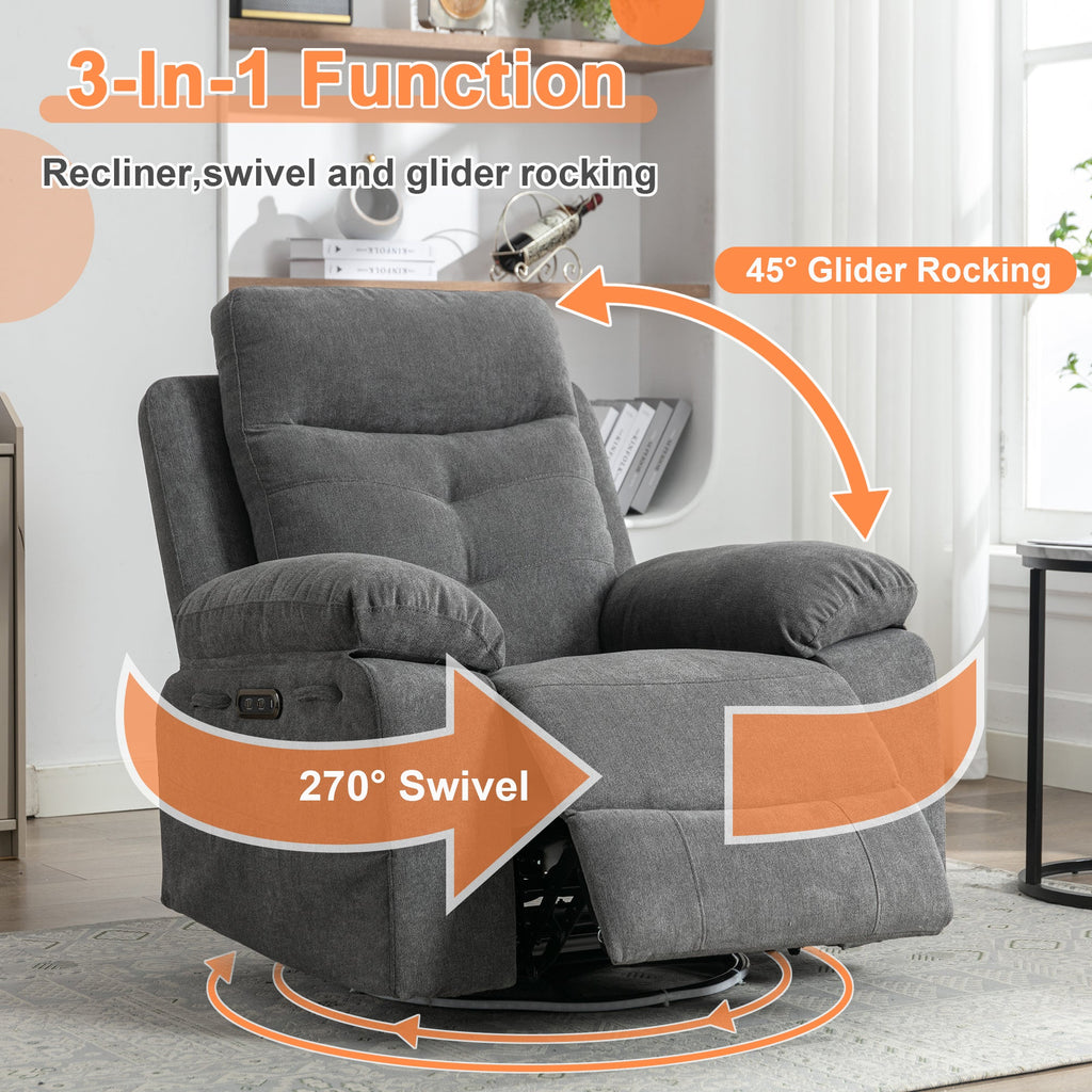 Power Recliner Glider Chair with Bluetooth & LED