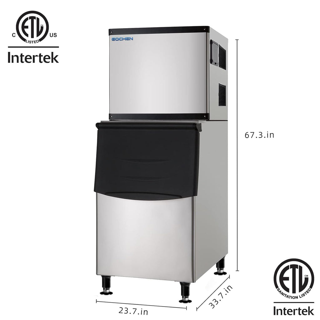 EQCHEN 350 lbs Commercial Ice Maker Machine with 230 lbs Storage Capacity