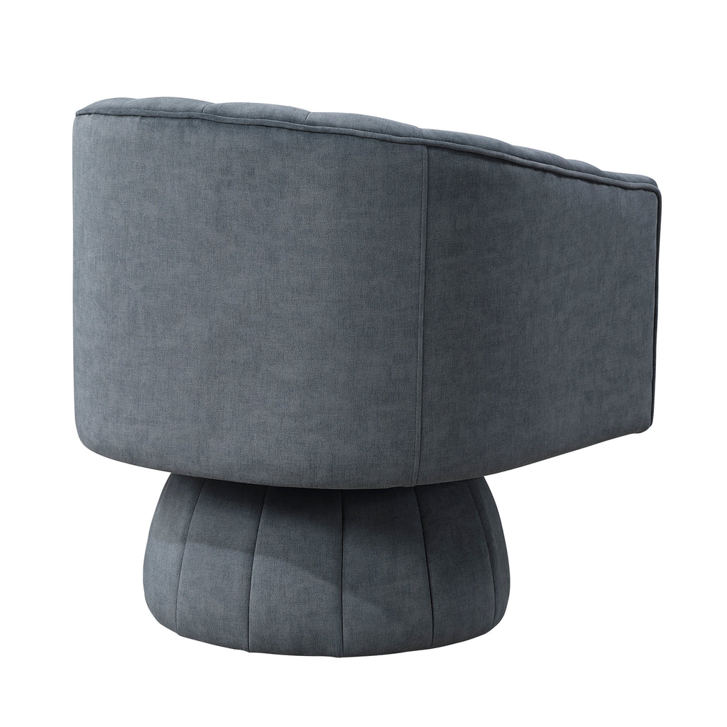 Dark Gray Velvet Swivel Barrel Chair – Luxury Modern 360° Accent Chair