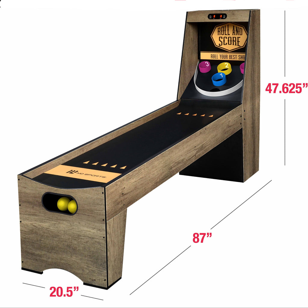 7.3 Ft. Roll and Score 2-Player Arcade Game with Electronic Scoring and Ball Return System, Brown, by