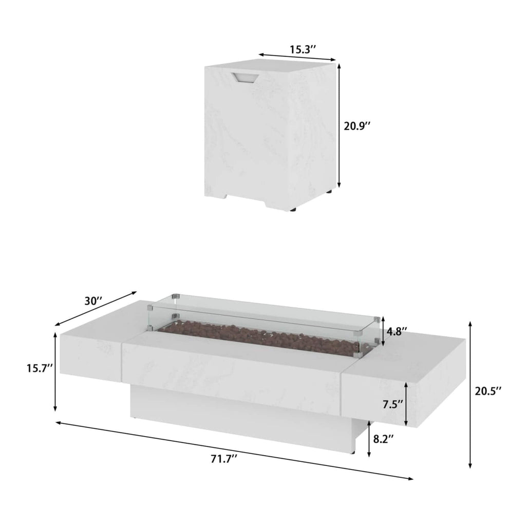 71” Outdoor 60,000 BTU Fire Pit Table with Wind Guard