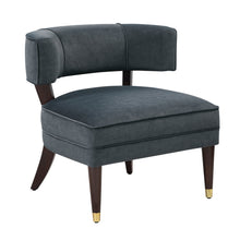 Load image into Gallery viewer, Dark Gray Velvet Barrel Accent Chair – Modern Luxury Lounge Seating