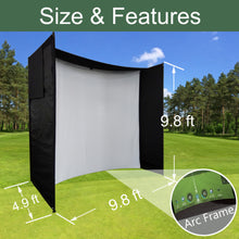 Load image into Gallery viewer, DIY Golf Simulator Impact Screen Frame Enclosure Kit Set, Use with Simulators, Durable Fabric with Velcro, Reinforced Black Border, 9.8'X9.8'X4.9'