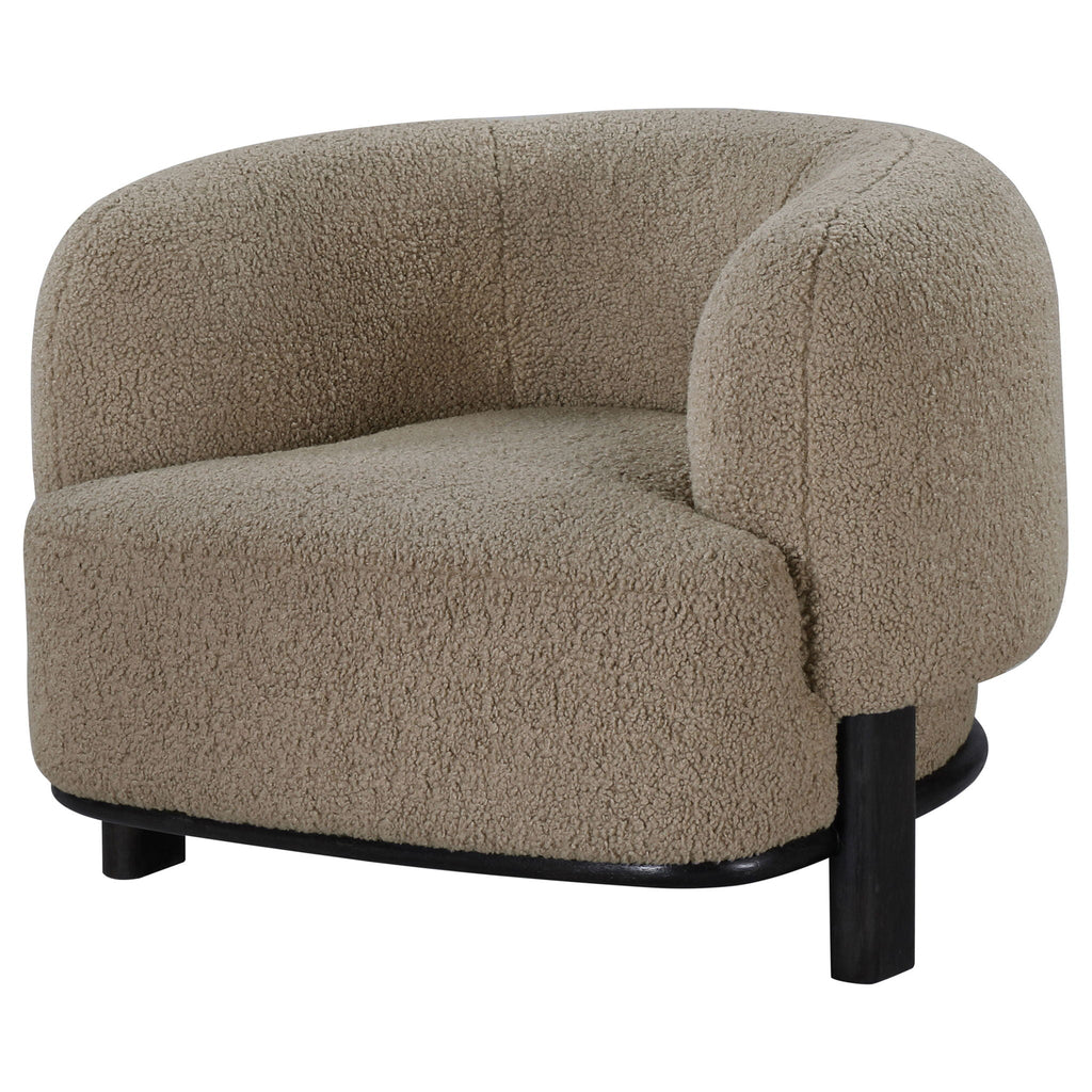 Lawler Bouclé Barrel Back Accent Chair – Brown & Black