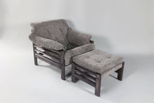 Load image into Gallery viewer, Chair &amp; Ottoman – Taye with Tiger Maple Arms