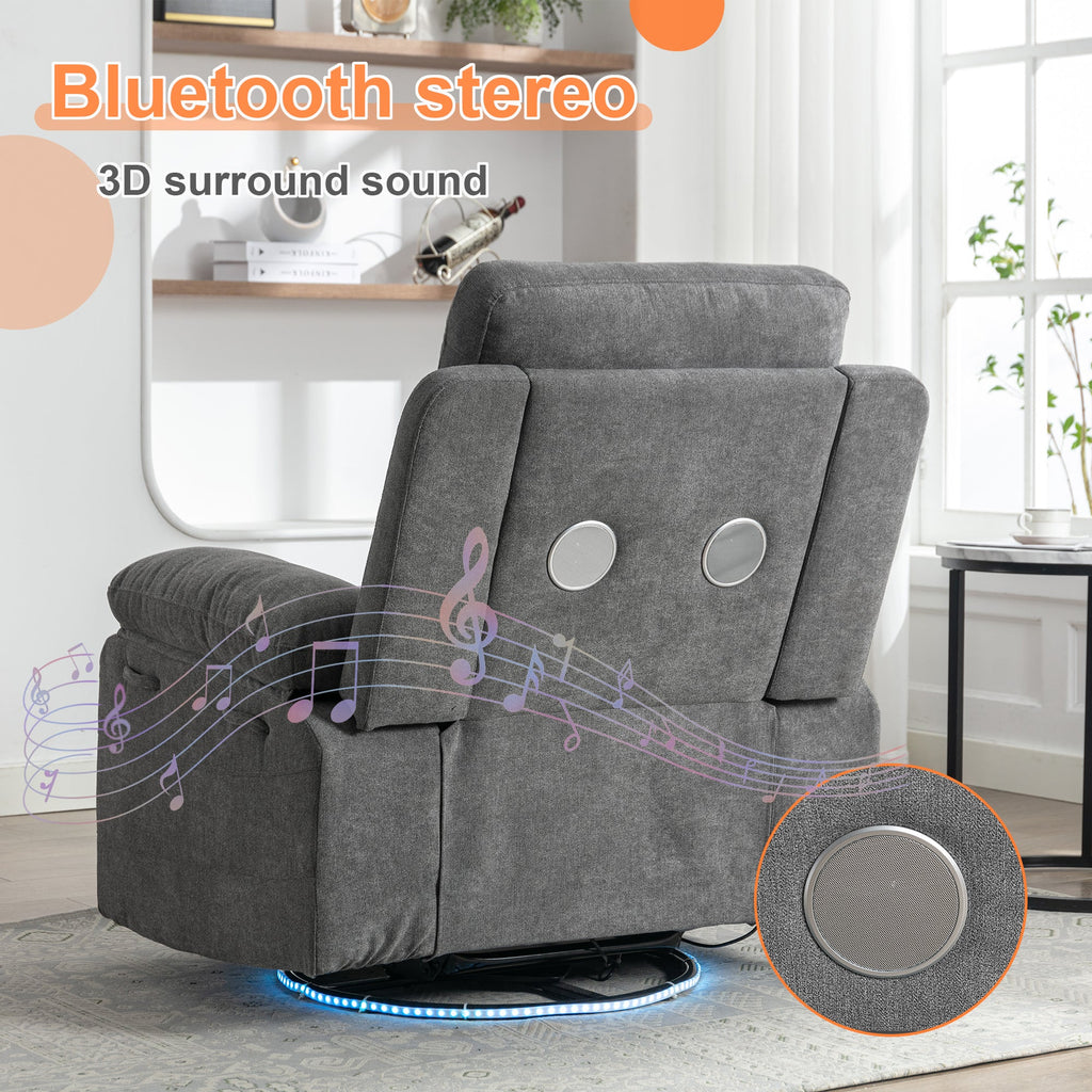 Power Recliner Glider Chair with Bluetooth & LED