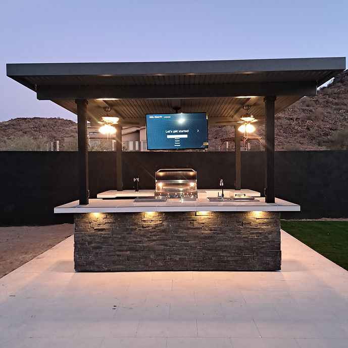KoKoMo Outdoor Kitchen BBQ Island with Dual TVs