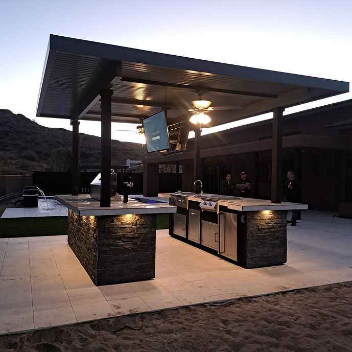 KoKoMo Outdoor Kitchen BBQ Island with Dual TVs