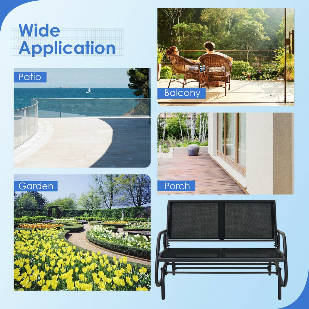Outdoor Steel Glider Bench – 2-Person Patio Rocking Seat