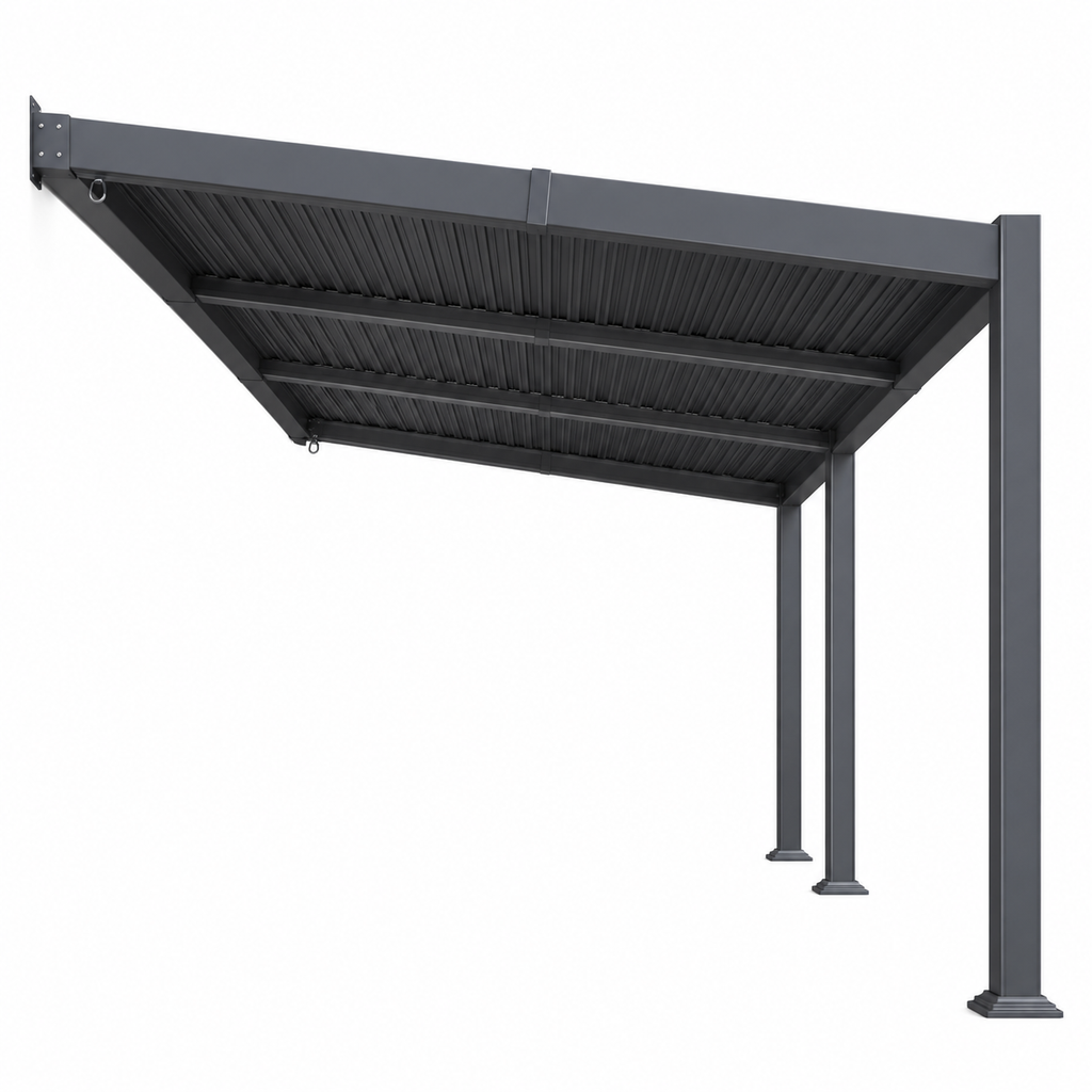 8 x 12 FT Wall-Mounted Aluminum Louvered Pergola