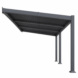 8 x 12 FT Wall-Mounted Aluminum Louvered Pergola