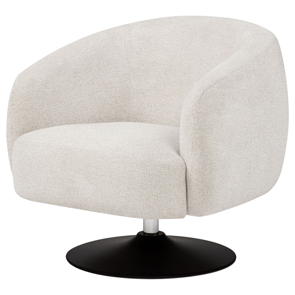 Dave Upholstered Barrel Back Swivel Club Chair – Beige