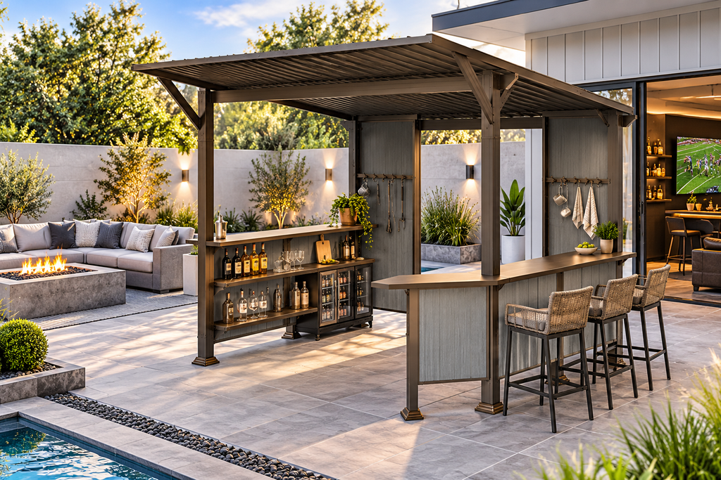 9 x 10 Ft Outdoor Hardtop Grill Gazebo with Shelves