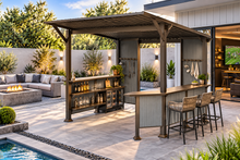 Load image into Gallery viewer, 9 x 10 Ft Outdoor Hardtop Grill Gazebo with Shelves