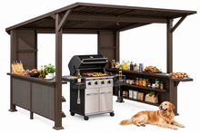 Load image into Gallery viewer, 9 x 10 Ft Outdoor Hardtop Grill Gazebo with Shelves