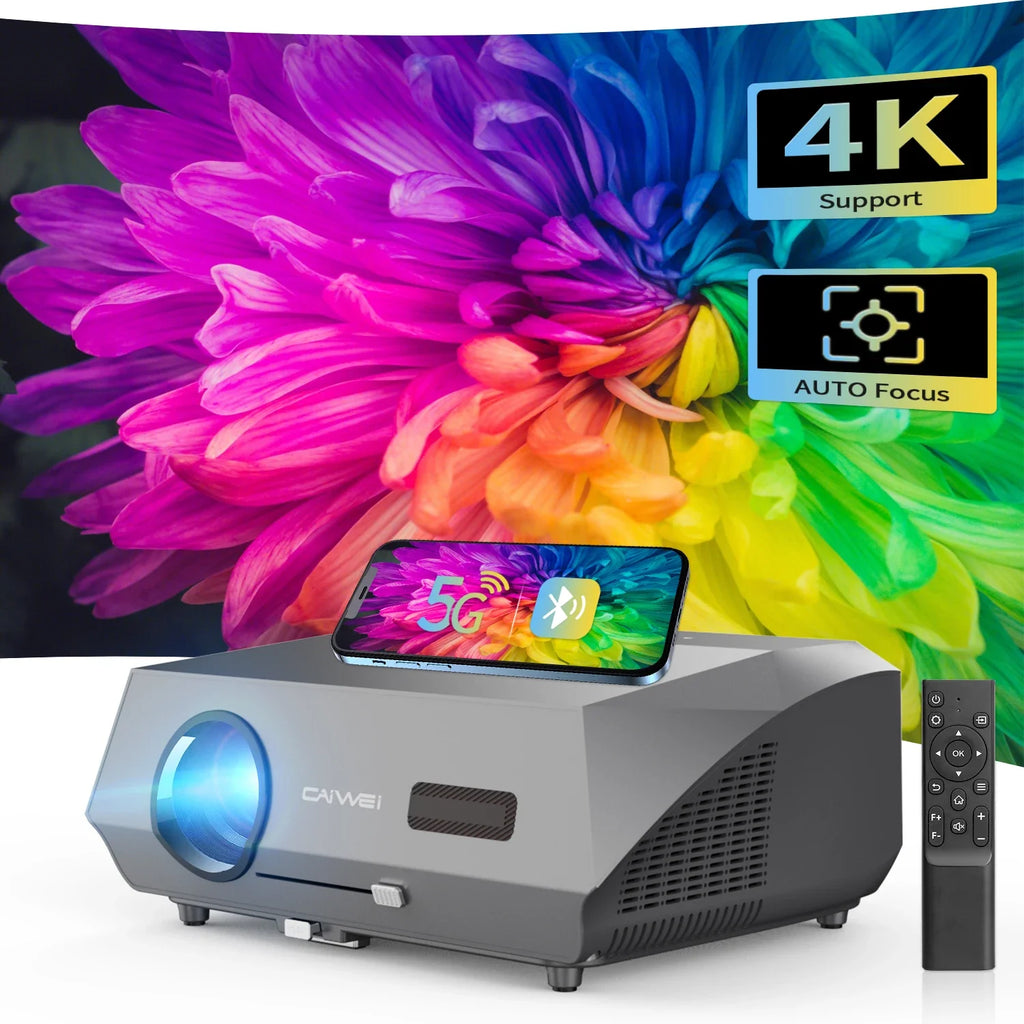 Auto Focus 1080P Projector with Android TV & Wi-Fi 6