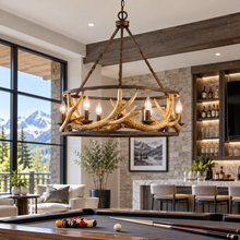 Load image into Gallery viewer, Antler 6-Light Chandelier in Rust Finish