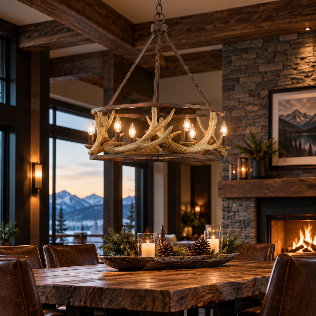 Antler 6-Light Chandelier in Rust Finish