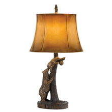 Load image into Gallery viewer, Cal Lighting Bear &amp; Cub Resin Table Lamp with Leatherette Shade - Antique Bronze