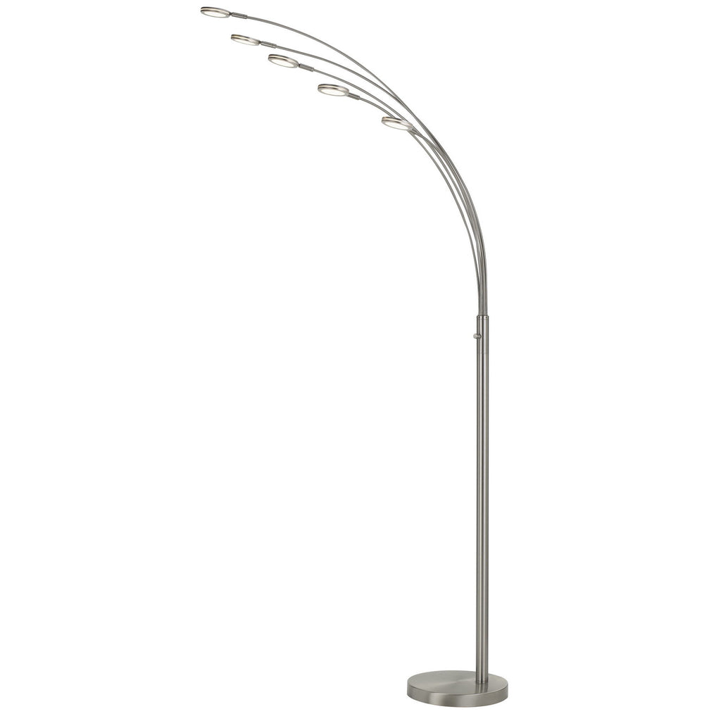 Cal Lighting Cremona 5-Light Integrated LED Arc Floor Lamp - Brushed Steel