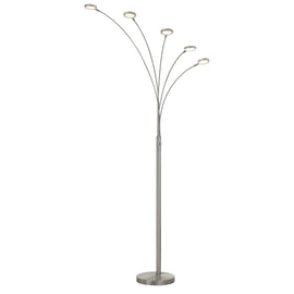 Cal Lighting Cremona 5-Light Integrated LED Arc Floor Lamp - Brushed Steel