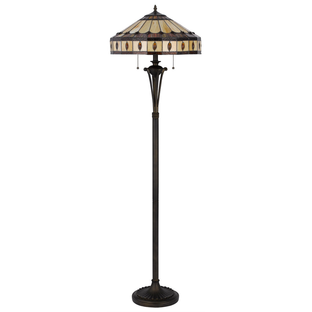 Cal Lighting Tiffany Art Glass Floor Lamp - Antique Bronze