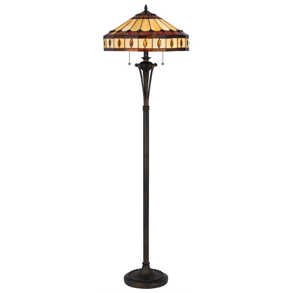 Cal Lighting Tiffany Art Glass Floor Lamp - Antique Bronze