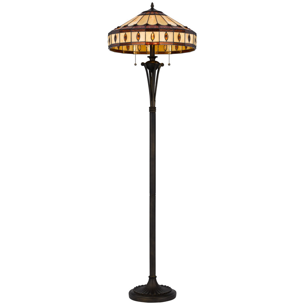 Cal Lighting Tiffany Art Glass Floor Lamp - Antique Bronze