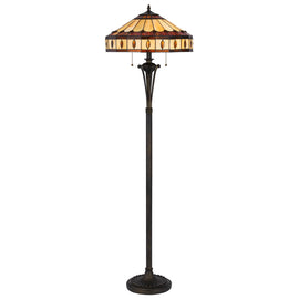 Cal Lighting Tiffany Art Glass Floor Lamp - Antique Bronze