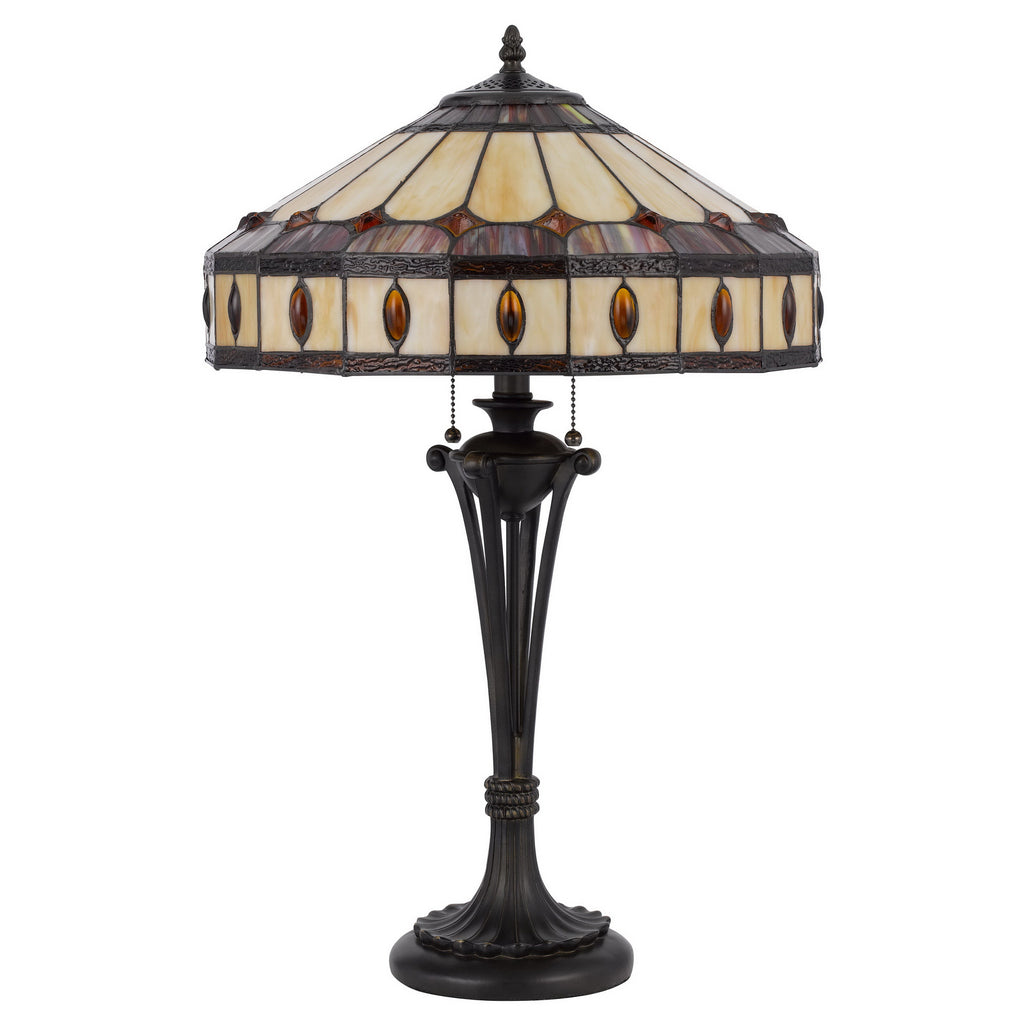 Cal Lighting Tiffany Art Glass Table Lamp - Black