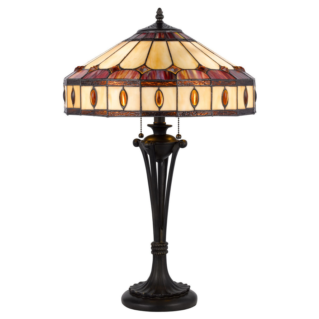 Cal Lighting Tiffany Art Glass Table Lamp - Black