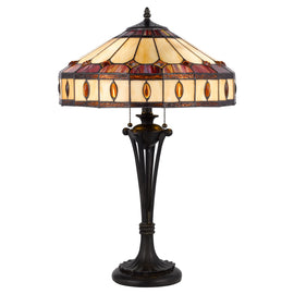 Cal Lighting Tiffany Art Glass Table Lamp - Black