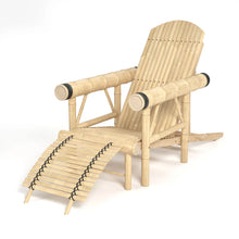 Load image into Gallery viewer, Bamboo Tiki Reclining Lounge Chair With Footrest – Natural Bamboo