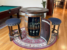 Load image into Gallery viewer, Whiskey &amp; Wine Barrel Pub Set — Limited Colorways, Glass Top, Cabinet Storage