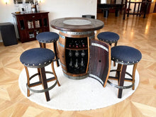 Load image into Gallery viewer, Whiskey &amp; Wine Barrel Pub Set — Limited Colorways, Glass Top, Cabinet Storage