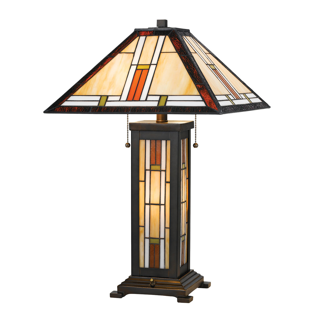 Cal Lighting Tiffany Stained Glass Table Lamp with Night Light